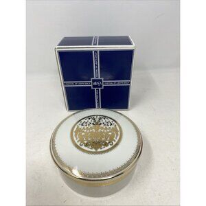 Mikasa Fine China Hanukkah Festival of Lights Round Gold Trinket Dish Box 5” New